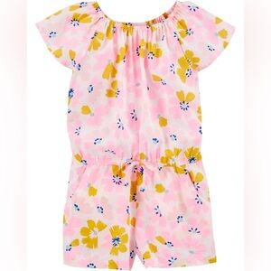 Carter’s Pink & Gold Floral Flutter Sleeve Romper - Size 5T
